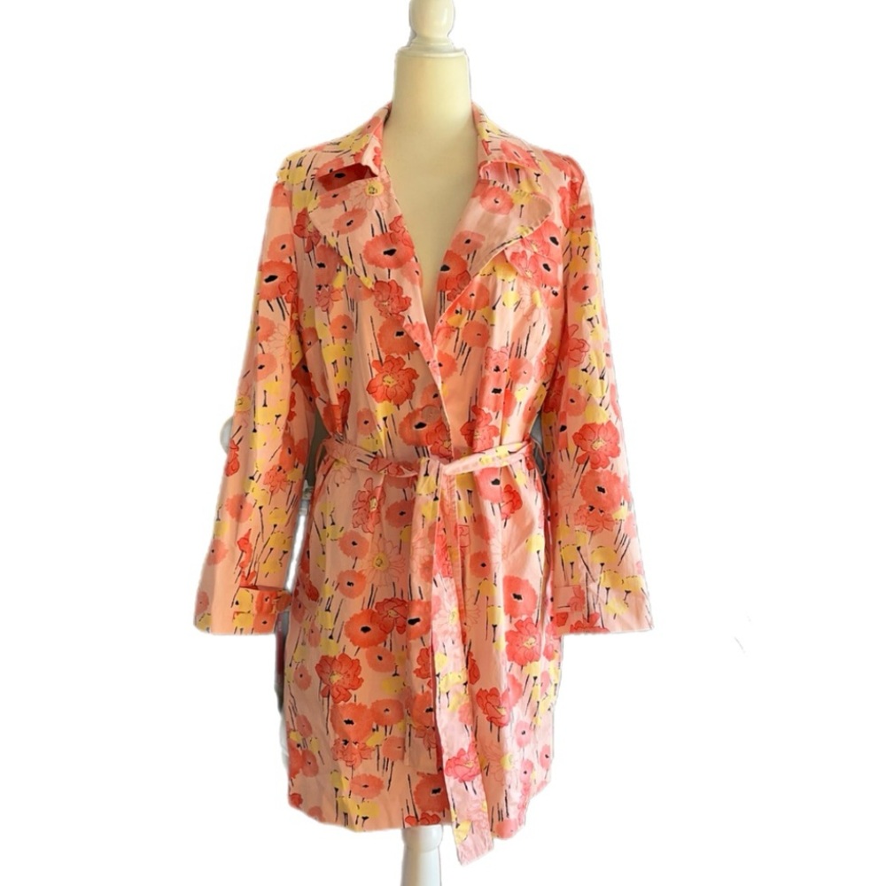 Apostrophe Stretch size XL (18) Floral Pink Trench Coat